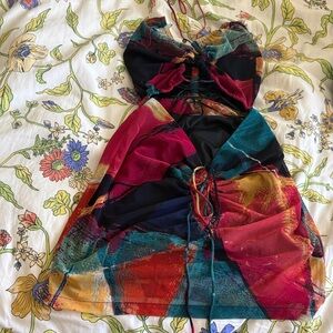 Sky to the Moon Dress in Multicolor Abstract Design